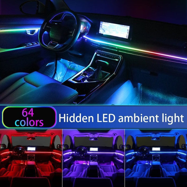 Car atmosphere lights, colorful flowing water decorative lights in the car